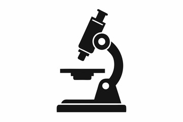 Vintage Microscope Silhouette Icon - Classic Scientific Tool Design ,A electron microscopes for nanoscale silhouette vector icon illustration, microscopes on white background.