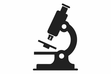 Vintage Microscope Silhouette Icon - Classic Scientific Tool Design ,A electron microscopes for nanoscale silhouette vector icon illustration, microscopes on white background.