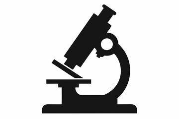 Vintage Microscope Silhouette Icon - Classic Scientific Tool Design ,A electron microscopes for nanoscale silhouette vector icon illustration, microscopes on white background.