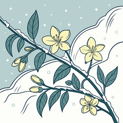  Design a digital climbing winter jasmine vine, perfect for adding a touch of nature to your creative projects.