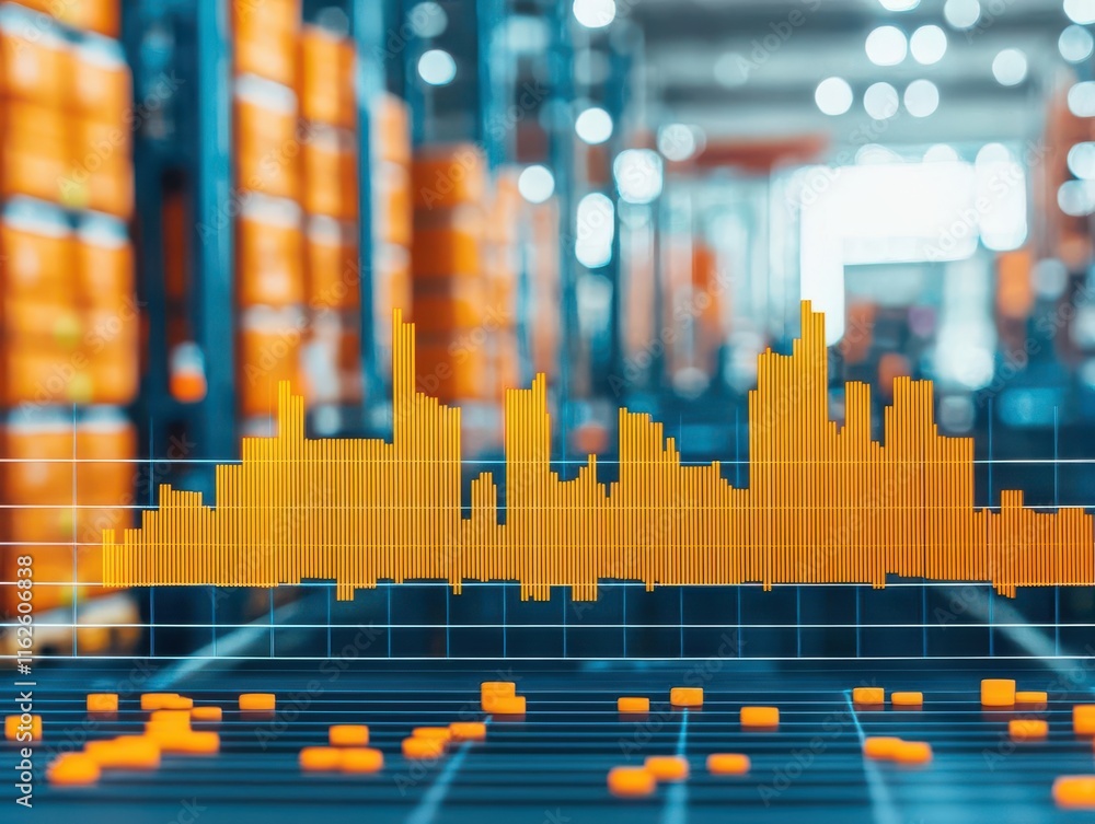 Poster supply chain management concept. supply chain visibility platform showing logistics data overlaid wi