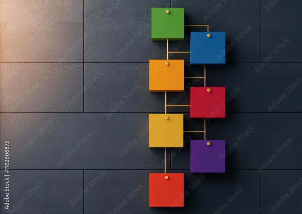 Poster supply chain management concept. flowchart of logistics network, with demand forecasting affecting d
