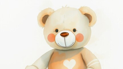 Obraz premium Cute teddy bear illustration with heart detail and pastel colors
