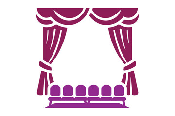 Vector Illustration of Theater Curtain Silhouettes, Stage Backdrops