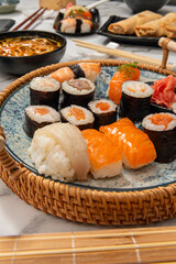 It is important to eat the nigiri in one bite, enjoying the combination of flavors and textures