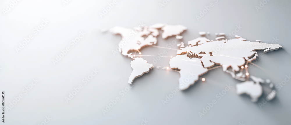Poster abstract digital network concept with world map and connections, symbolizing global communication an