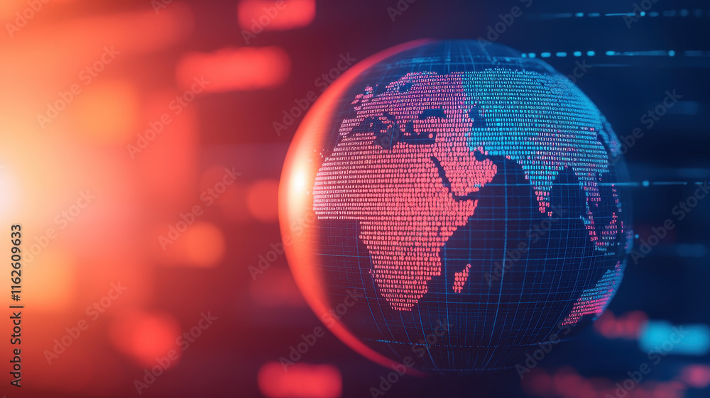 Poster abstract globe with digital data, symbolizing global knowledge and connectivity
