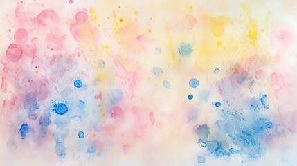 Abstract Watercolor Painting with Pink Blue and Yellow Hues