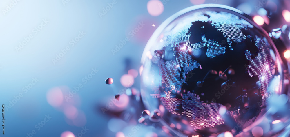Aufkleber artistic representation of globe with dynamic elements, showcasing vibrant and modern design that ca