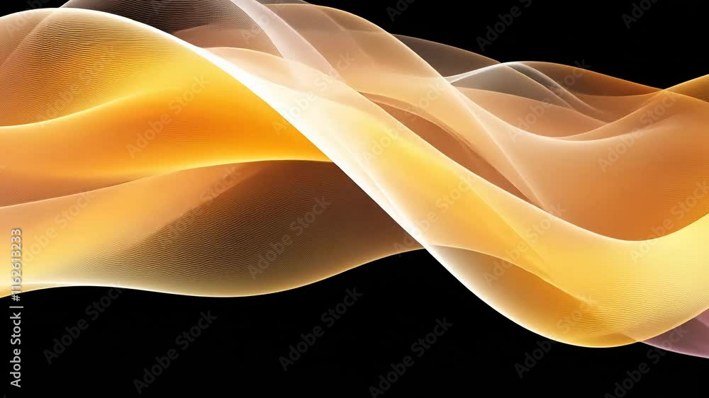Poster abstract waveforms on black background, dynamic