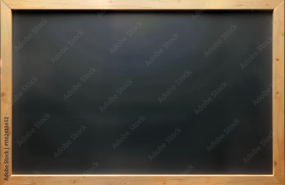 Leinwandbilder blank dark blackboard with light brown wooden frame. empty space for writing displaying messages. ve
