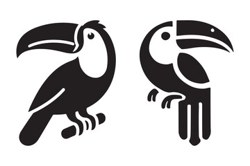 Elegant Silhouette of Toucan Parrot Icon in Vector Art