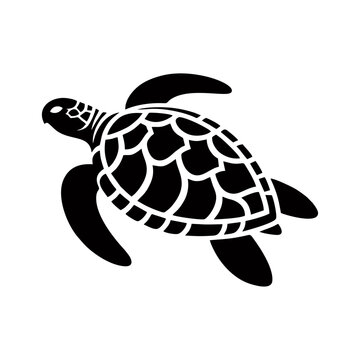 Sea turtle logo design sticker vector illustration template hand draw