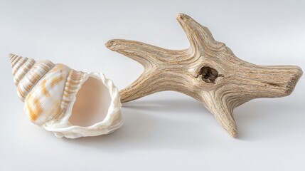 Seashell and Driftwood Still Life Minimalist Beach Decor