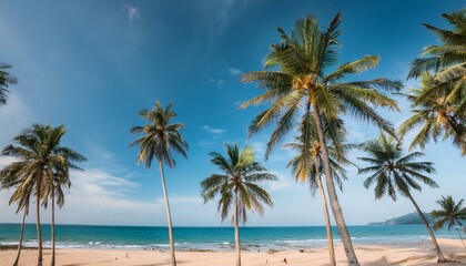 Fototapeta premium The perfect escape: beach, sun, and coconut trees