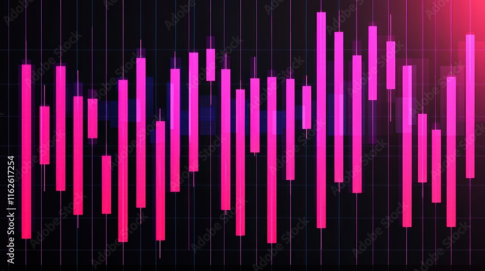 Poster abstract stock market graph with colorful candlestick patterns