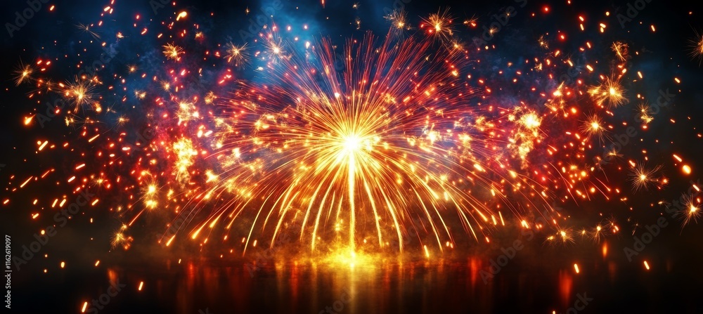 Poster firework spark burst. generative ai technology.