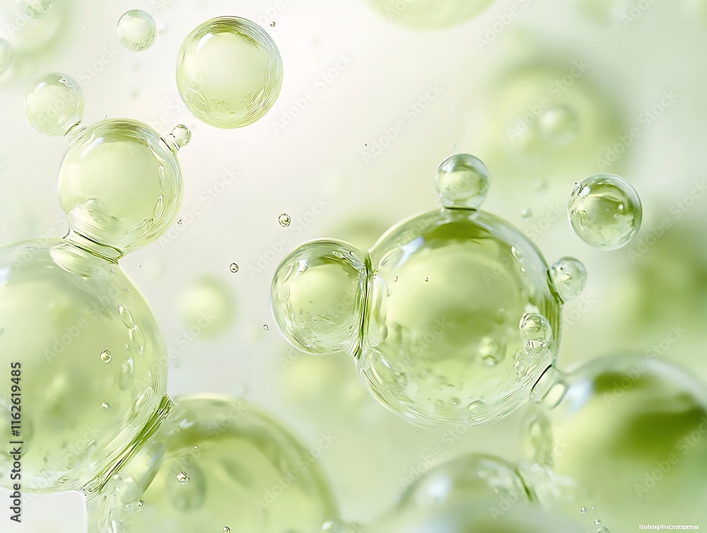 Aufkleber abstract image of light green bubbles floating in a liquid.