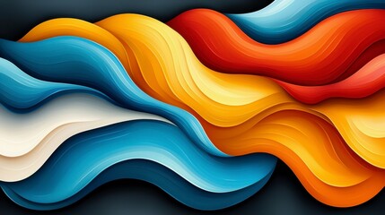 Obraz premium Colorful Abstract Waves in Flowing Patterns in Vibrant Warm and Cool Tones
