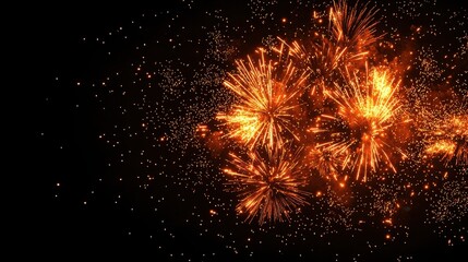 Vibrant Fireworks Exploding in a Dark Night Sky Display Celebration