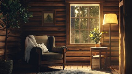 Cozy Cabin Retreat: Evening Calm in a Rustic Wooden Home