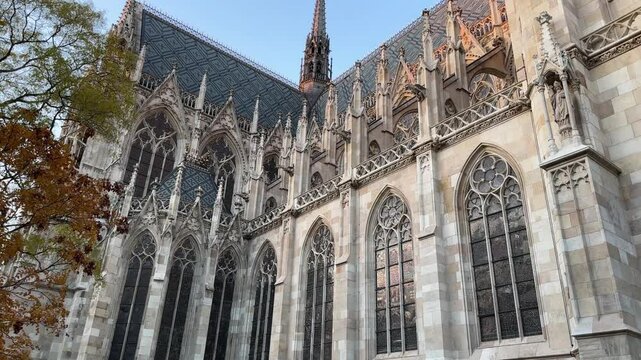 Side facade fragment of Gothic Votive Church in Vienna