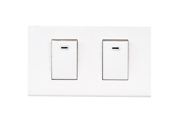 Minimalist White Double Light Switch on Clean White Background for Interior Design and Home...
