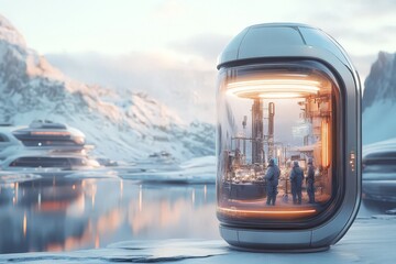 Futuristic Thermos in High-Tech Lab