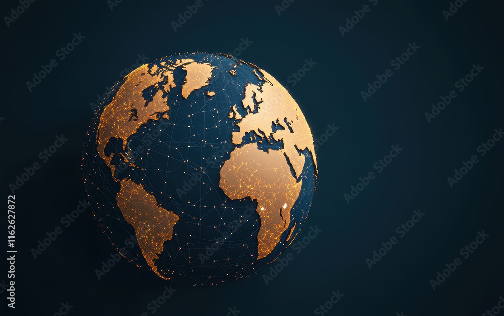 Aufkleber glowing world map with dynamic network lines, showcasing global connectivity and technology