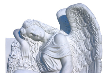 Carved White Marble Angel 