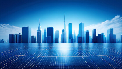 Fototapeta premium Modern Minimalist Cityscape in Blue
