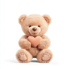 Obraz premium A cute stuffed bear holding a heart, symbolizing love and affection. Perfect for children's themes or heartfelt gifts.
