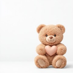 Obraz premium A cute teddy bear sitting with a heart, symbolizing love and warmth, perfect for gifts and children's decor.