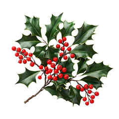 Holly berries isolated on transparent background