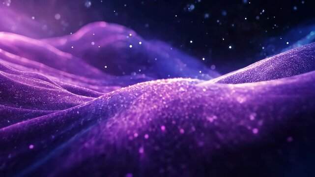 Abstract purple cosmic waves with sparkling