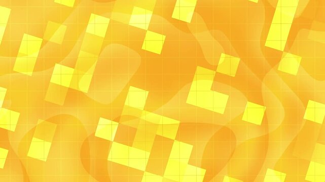 Leuchtend gelbe Quadrate &uuml;berlagern einen orangefarbenen, gerasterten Hintergrund. Perfekt f&uuml;r moderne abstrakte Hintergr&uuml;nde, Beitr&auml;ge in sozialen Medien und lebendige Designprojekte.