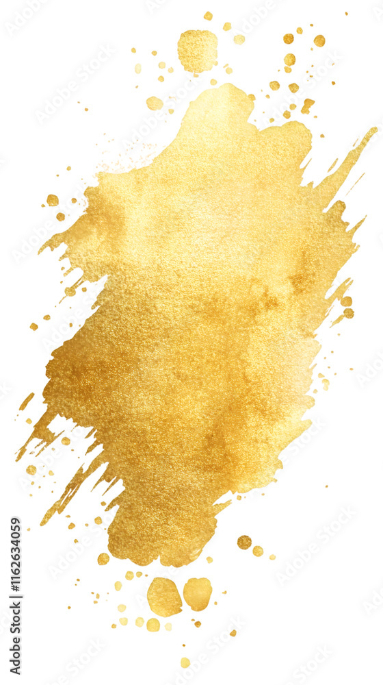 Leinwandbilder Golden paint splashing, creating luxurious metallic texture with transparent background, highlighting elegant graphic design element