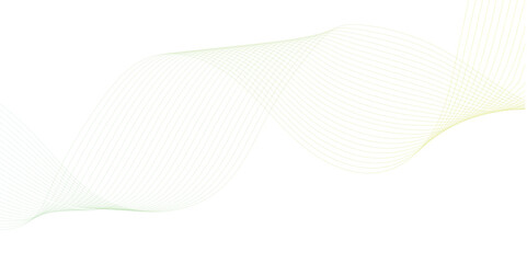 abstract vector green colored wave melody lines on white background. Vector illustration.