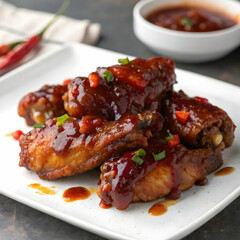chicken wings under barbecue sauce