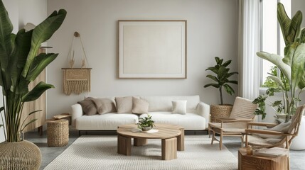 Modern Minimalist Living Room Design with Neutral Tones and Natural Elements