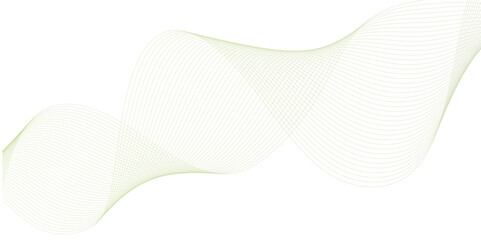 abstract vector green colored wave melody lines on white background. Vector illustration.