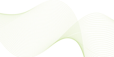 abstract vector green colored wave melody lines on white background. Vector illustration.