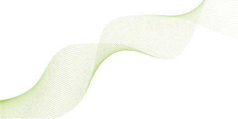 Fototapeta premium abstract vector green colored wave melody lines on white background. Vector illustration.