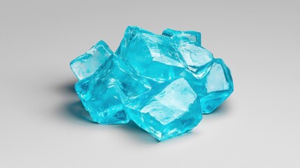 Obraz premium Ice cubes in vibrant blue color on neutral background