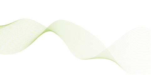 abstract vector green colored wave melody lines on white background. Vector illustration.