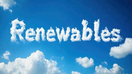 Renewables concept with cloud formations in a clear sky highlighting clean energy potential