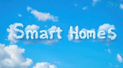 Fototapeta premium Smart homes cloud concept against a bright blue sky