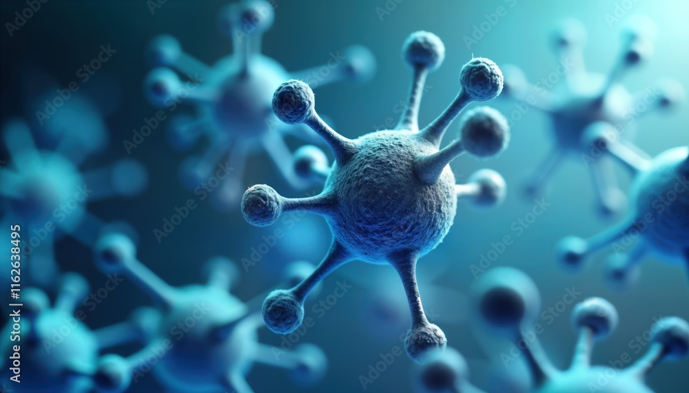Poster closeup view of molecular structures. complex network of connections, details visible. futuristic me