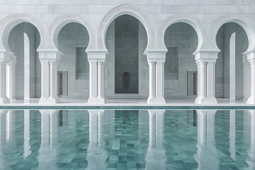 Serene Mosque Architecture with Reflection Pool