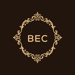 BEC letter logo design with black background in illustrator, vector logo modern alphabet font overlap style. calligraphy designs for logo, Poster, Invitation, etc.	